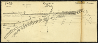 852265 Grondplan voor de aansluiting van de verbindingsbaan tussen de spoorlijn Amsterdam-Rotterdam en de spoorlijn ...